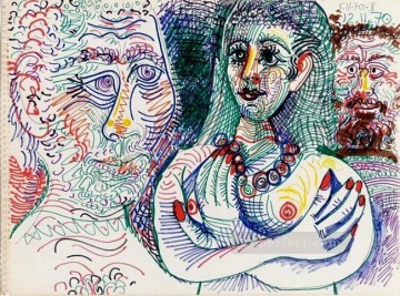  Picasso Obras - Dos hombres y una mujer 1970 Pablo Picasso